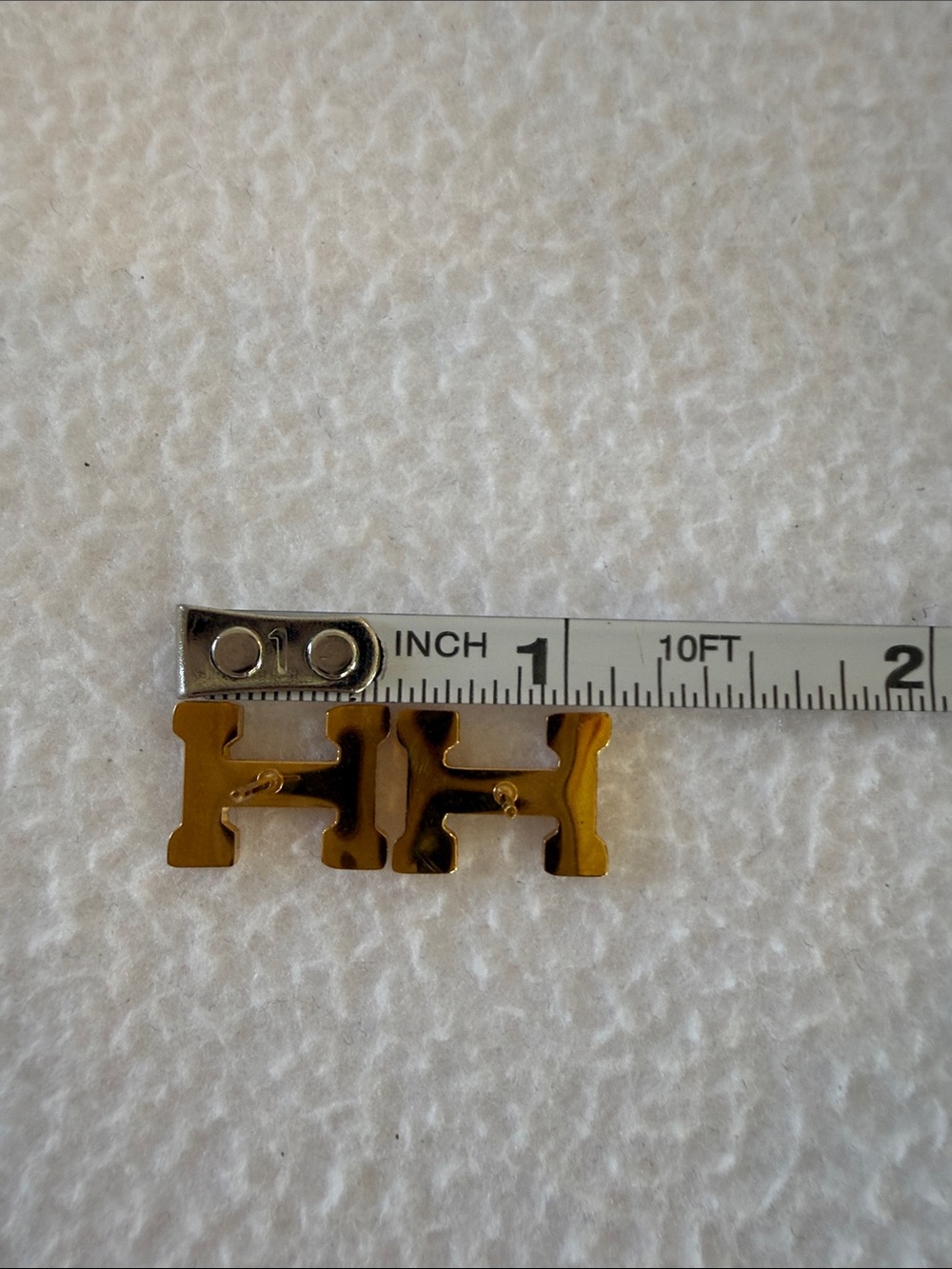 Hermes Gold H Logo Key Stud Earrings - Picture 8 of 9